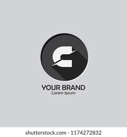 Letter C logo design vector. Simple and clean flat design of letter C logo vector template. with black and white