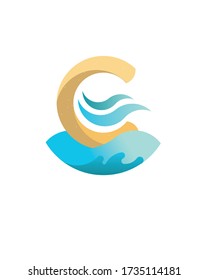 Letter C Logo. C Letter Design Vector with beach effect.