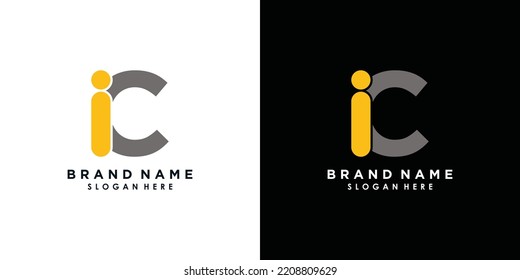 letter i and c logo design vector with icon shield creative