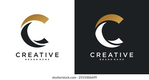Icono del Vector del diseño del logotipo de la letra C con idea moderna. Vector de Premium