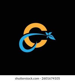 Letter C Logo Design Vector illustration template, C Leaf logo	