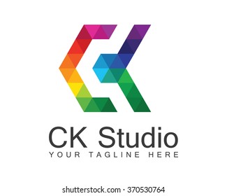 Letter C logo design vector. Colorful letter C logo vector template. Letter C logo studio. Digital letter C vector. CK letter logo . CK studio.