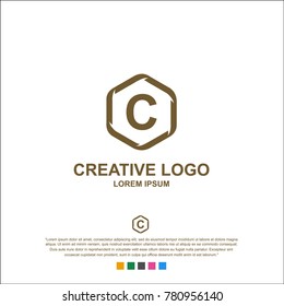 letter c, c logo, c letter design. word type logo.  abstract. The logo comes from a hexagon. vector.