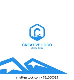 letter c, c logo, c letter design. word logo. company in the field of snow. iceberg. hexagon. logo is easy to remember. vector.