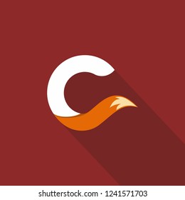 letter C logo design,Fox Tail vector
