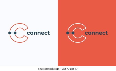 Letra C Diseño de logotipo. Símbolo de círculo de forma vinculada, Digital