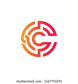 Letter C Logo Design.network digital logo icon template
