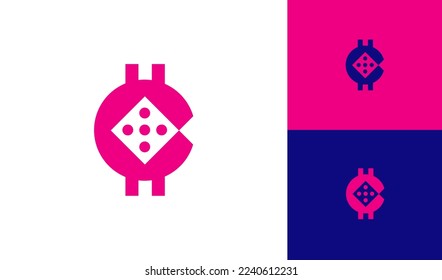 Letter C logo with dice shape for casino company
