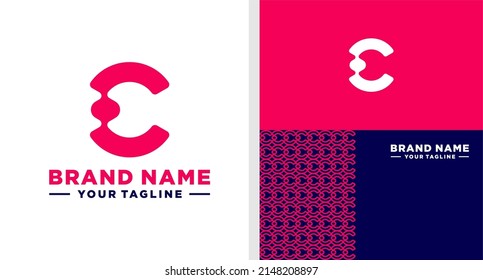 LETTER C LOGO DNA PATTERN MODERN EDITABLE