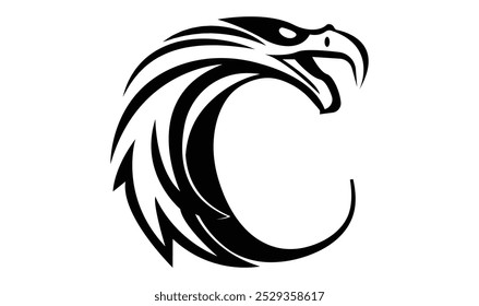  Letter C logo with eagle head in minimalist style