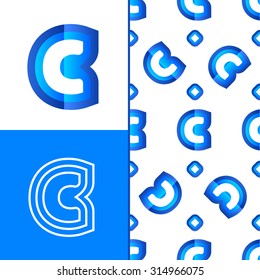 Letter C logo element with seamless pattern. Vector design template element for your application or company