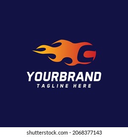 Letter C logo, fire logo design with vector illustration