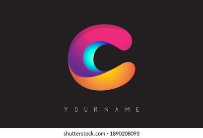 Letter C logo with gradient color design. Business card templates. Colorful rounded vector illustration with C letter.
