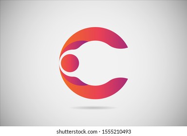 Letter C logo gradient simple elegant flat design. creative logo vector for company or event. abstract font and alphabet modern logo. purple pink and orange gradient logo.