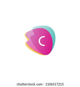 Letter C Logo at Gradient splash color background.