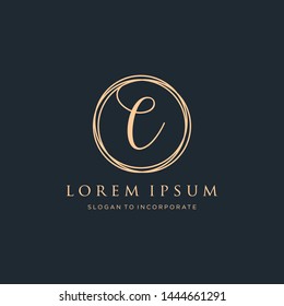 Letter C Logo, handwriting template , circle concept - Vector