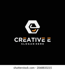 Logo de la letra c logotipo hexagonal, icono, símbolo línea infinita letra inicial c plantilla de diseño de logotipo