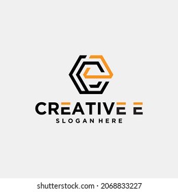 Letter c logo hexagonal logo, icon, symbol infinity line initial letter c logo design template