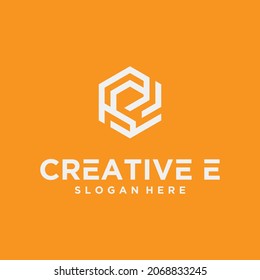 Logo de la letra c logotipo hexagonal, icono, símbolo línea infinita letra inicial c plantilla de diseño de logotipo