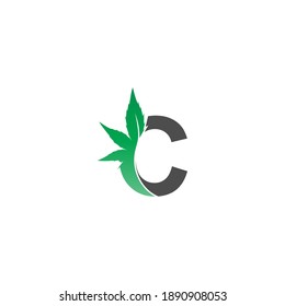 Letter C logo icon with cannabis leaf design vector illustration