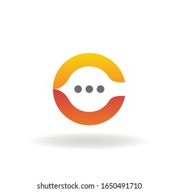 letter c logo icon with chat element template