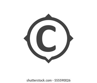 Letter C logo icon with Compass