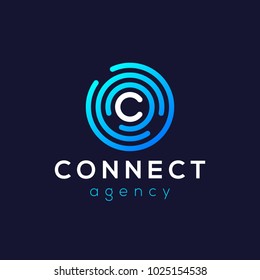 Letter C Logo Icon Design Template  Technology Abstract Line Connection Circle Vector Logotype