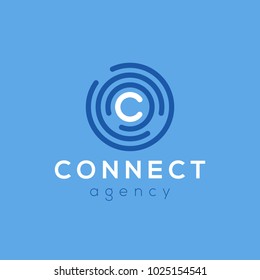 Letter C Logo Icon Design Template. Technology Abstract Line Connection Circle Vector Logotype