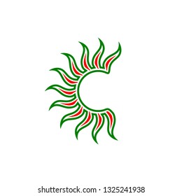 Letter C logo icon design template elements, green sunny letter C logo