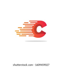 Letter C logo icon design with pixel line elements