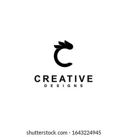 Letter C logo icon design template element . black and white