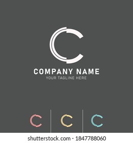 Elementos de plantilla de diseño de iconos con logotipo de la letra C.