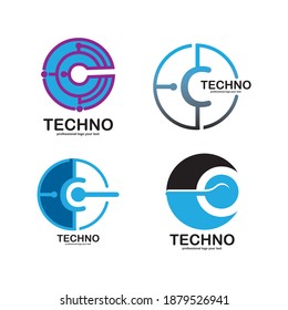 Letter C Logo Icon Design Template. Technology Abstract Line Connection Circle Vector Logotype
