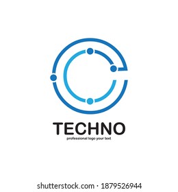 Letter C Logo Icon Design Template. Technology Abstract Line Connection Circle Vector Logotype
