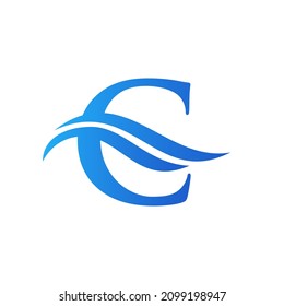 Letter C Logo Icon Design. Letter C Wave Sign Modern, Flat And Minimalist Business Logo Template