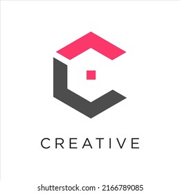 Elementos de la plantilla de diseño de iconos del logotipo de la letra C