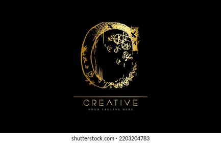 Design-Vorlagenelemente des Buchstaben C des Logos mit goldener Farbe