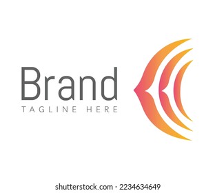 Letter C logo icon design template elements. Gradient orange initial letter C logo, letter CC logo. Wing icon, sun symbol stylized. Usable for Branding and Business Logos.
