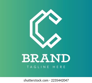 Letter C logo icon design template elements. Abstract geometric letter C logo isolated on green background, trendy line style. Usable for Branding and Business logos.