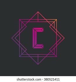 Letter C logo icon design template. C letter outline monogram. Gradient vector illustration.