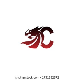 Letter C logo icon with dragon design vector illustration