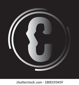 Icono del logotipo de la letra C modelo de diseño plano y vectorial