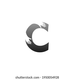Buchstabe C Symbol mit handgefertigtem Design-Symbol, Vektorgrafik