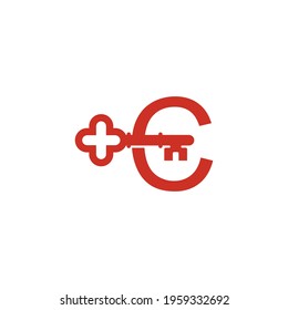 Letter C logo icon with key icon design symbol template vector