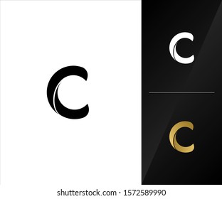 Letter C logo icon.  Outstanding professional elegant artistic Gold, White and Black.