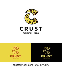 Letter C logo icon. Pizza slice vector logo template