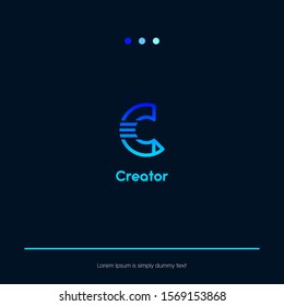 letter c logo icon in vector illustration isolated on black background
