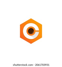 the letter C logo with an illustration of a coffee cup in the middle becomes a stunning logo or icon