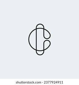Letter C logo initial with contemporary outline style - black and white