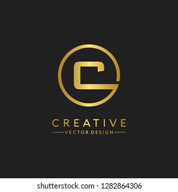 Letter C Logo Initial. Gold Letter Design Vector Golden Luxury Colors